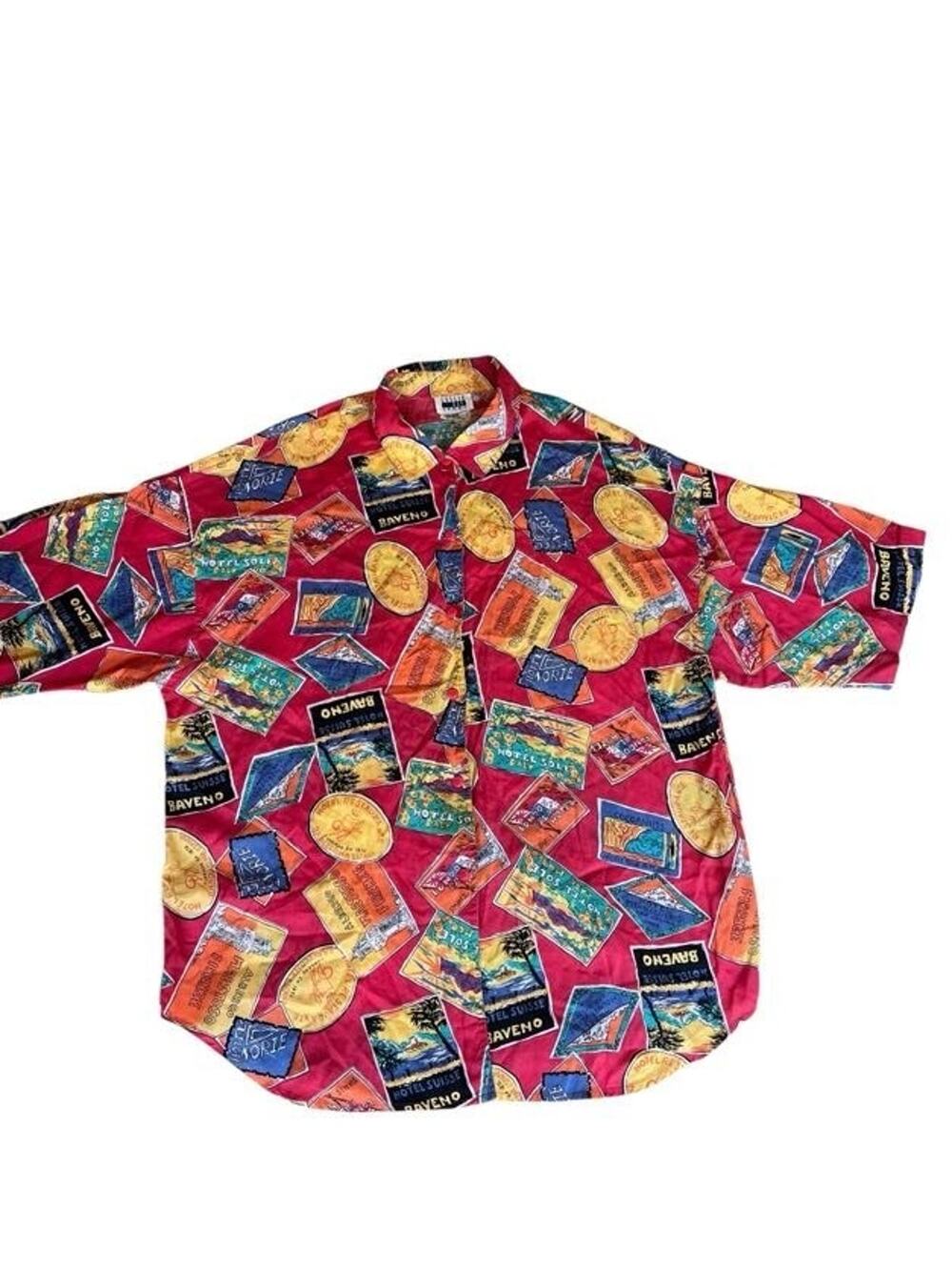 Leslie Fay Sport Women's Vintage Shirt Travel Postcards Graphic Print Size 3X